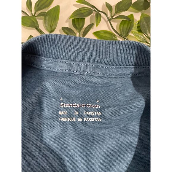 Standard Cloth Blue Graphic T-Shirt L 100% Cotton Casual Crewneck Short Sleeve - Picture 4 of 9